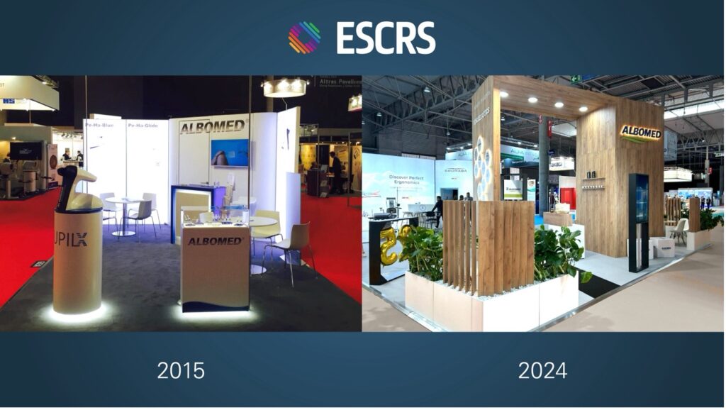 Image comparing the 2015 and 2024 trade fair stands